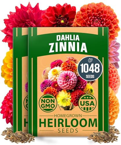 Image of HOME GROWN USA Premium Zinnia Dahlia Seeds Pack for 2026,1048 Non-GMO Flower Seeds, Vibrant Zinnia Elegans for Planting Pollinator Gardens, Borders & Containers, Easy-to-Grow Outdoor Blooms