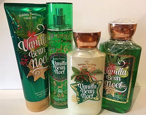 Bath & Body Works Vanilla Bean Noel Holiday Gift Set~Full Size Body Lotion, Shower Gel, Fragrance Mist & Body Cream