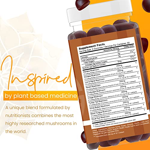 Native Joy® Mushroom Mind - Functional Mushroom Gummy - Lions Mane, Cordyceps And Reishi - Immune System Booster & Nootropic Brain Supplement - Natural Energy, Focus Gummies #TOP7