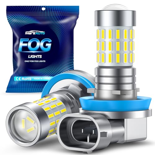 Marsauto H11 H8 LED Fog Light Bulbs or DRL, 10,000 Lumens 6000K White, 48 Chips Fog Lights, H11 Led