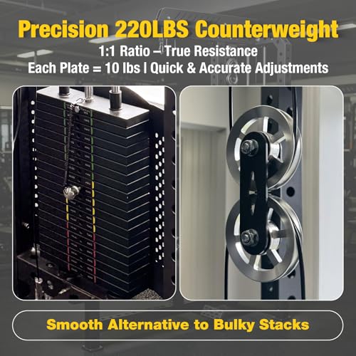 Image of Commercial Lat Pulldown and Low Row Machine 2 in 1, Classic Lat Pulldown /Low Row Combo with 220LBS Weight Stack, Commercial Grade Home Gym Fitness Machine for back, shoulders, biceps Strength Training