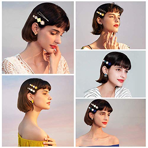 image for QIYIQI Pearls Hair Clips Acrylic Resin Hair Barrettes for Women Ladies