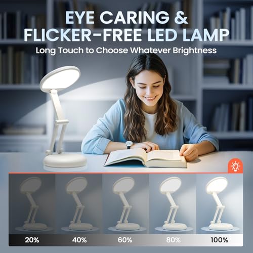 One Fire Cordless Desk Lamp for College Dorm Room,Dimmable Battery Powered Lights,3600mAh Rechargeable Wireless Table Lamp,Small Mini Lamp&Portable Classroom Light for Dorm,Bed,Reading,Home,Nail,Craft - Image 3