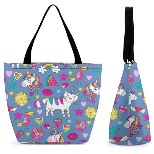 Sac de voyage licorne chat pour femme : l'accessoire cabas original et fun