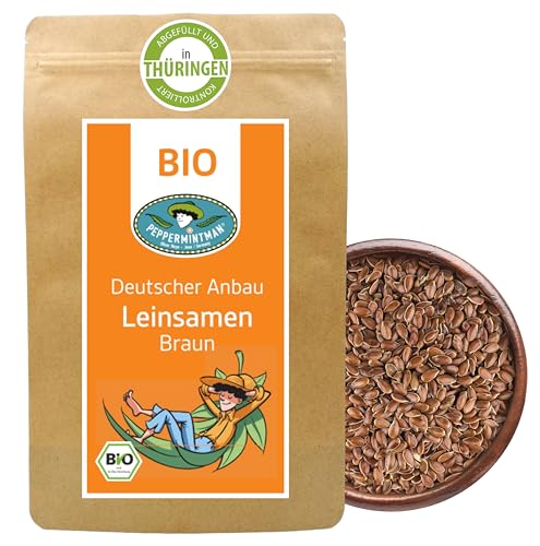 Linaza marrón orgánica, 1 kg, granos enteros, linaza marrón de cultivo alemán, menta