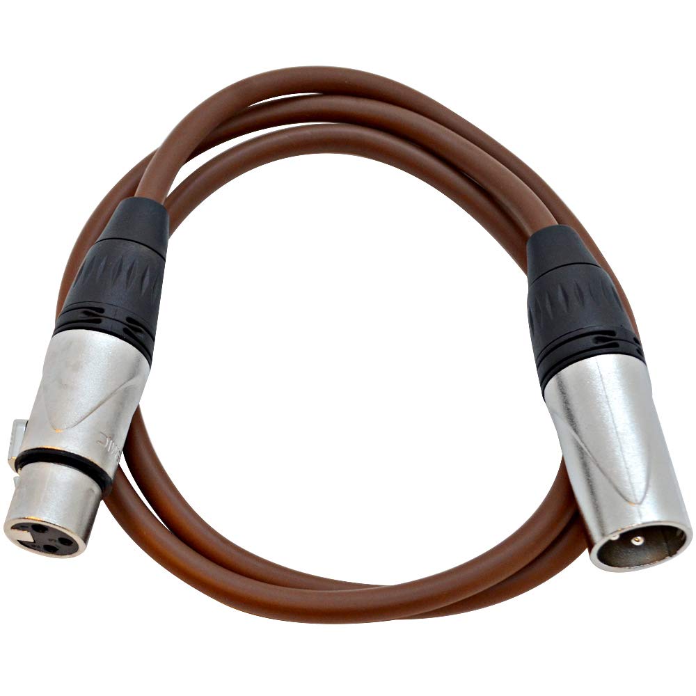 Seismic Audio - SAXLX-3Brown - 3 Foot Brown XLR Patch Cable Mic Cord - 3 Pin XLR Male to XLR Female Microphone Cables - 3'