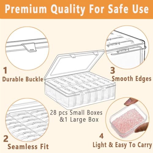 Image of 30pcs Bead Storage Containers,Large Bead Organizer Boxes And Craft Storage Boxes For Bracelet Making Diy Jewelry Craft Nails, Bracelets, Jewelry, Diamonds, Clay Beads, Screws,3.3x2.36x0.98Inch
