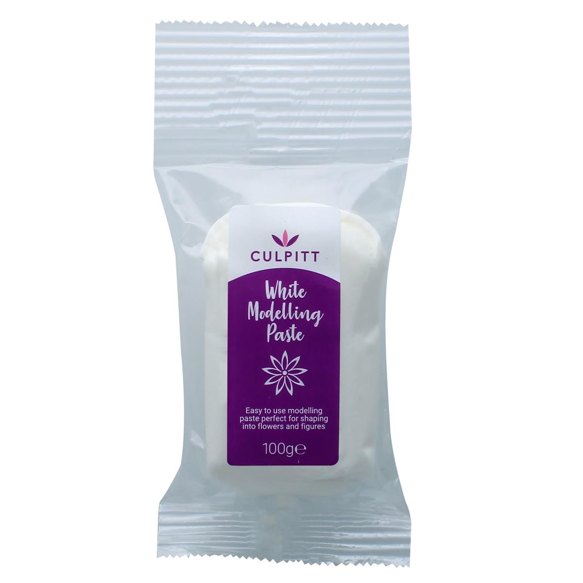 Culpitt Modelling Paste, White, Sugarpaste, Gumpaste For Cake Decorating, Wedding Cakes, Flowers, Animals, Figures, Models - Sets Hard, 100g