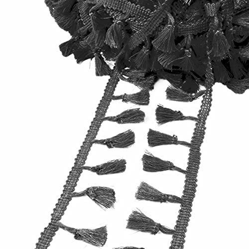 Mscftfb 20 Yards Tassel Fringe Trim Width 1.6Inch Tassel Lace Ribbon Fabric Trimming For Cushion Quilting Curtain Dress Skirt Garland Sewing Craft(Black) #TOP5