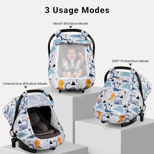 Image of Elstey Car Seat Cover Baby Boys & Girls, 3D Minky Dot Infant Carseat Canopy