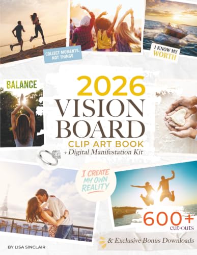 Vision Board Clip Art Book with Affirmations and Quotes