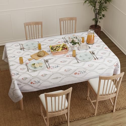 Image of Encasa XO Dining Table Cloth, Jaipuri Block Print Cotton Cover Swiss