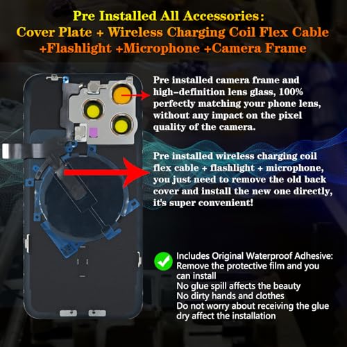 Vitre arrière iPhone 15 Pro Max complète avec nappe induction et micro pour réparation - 3