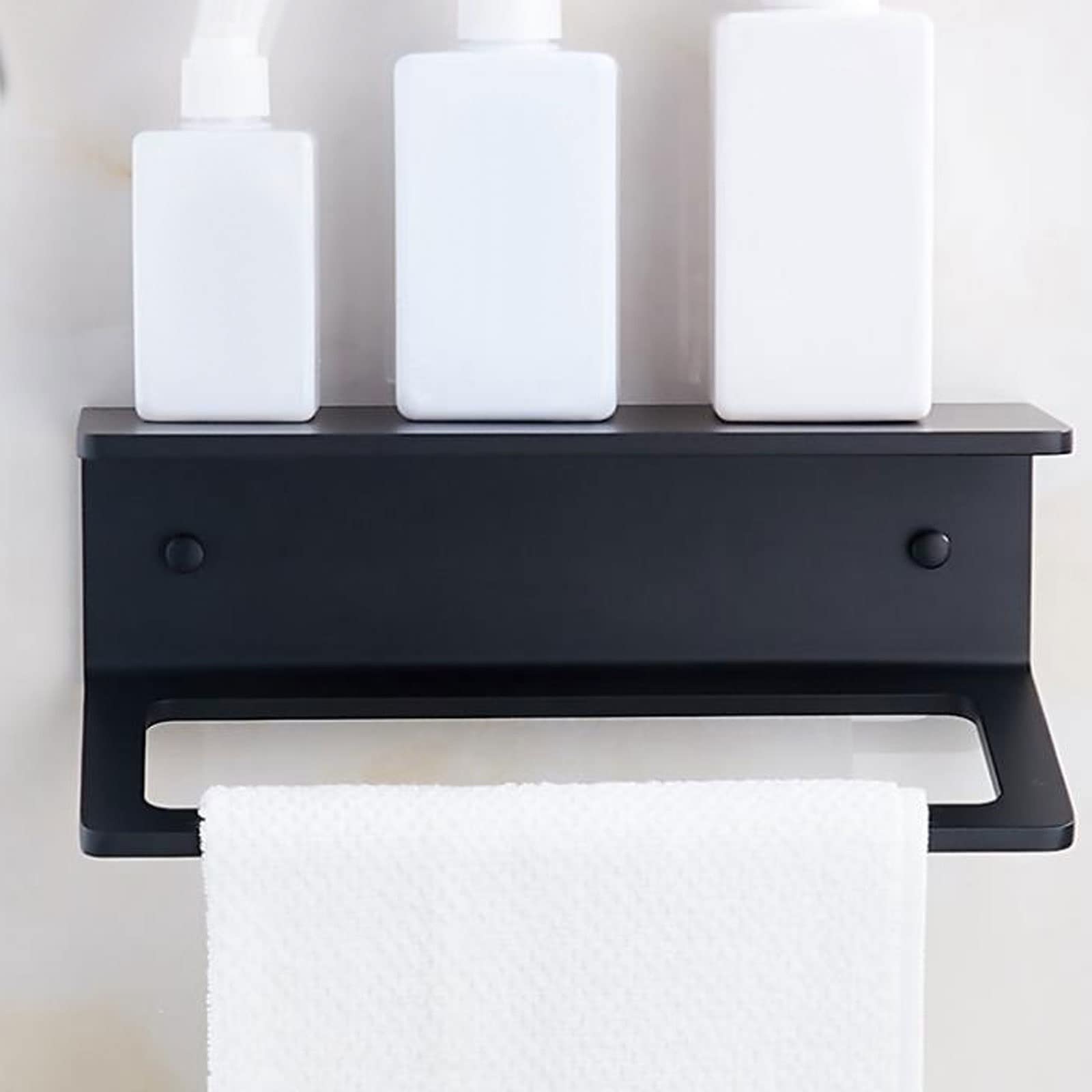 Toallero con anillas, color negro, toallero, toallero, toallero, toallero de baño