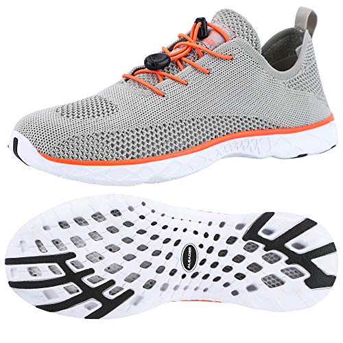 ALEADER Mens Water Shoes, Xdrain Venture Knit, Travel Sneakers Sand/Orange 12 D(M) US