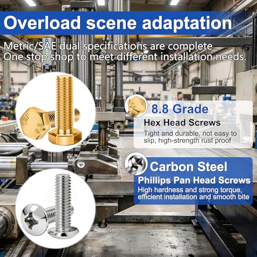 Image of Taiss 3334PCS Nuts and Bolts Assortment Kit SAE & Metric Phillips Head Bolts and Grade 8.8 Metric Hex Bolt Set,39 Sizes Hardware Assortment Kit with Assorted,Matching Nuts and Washers