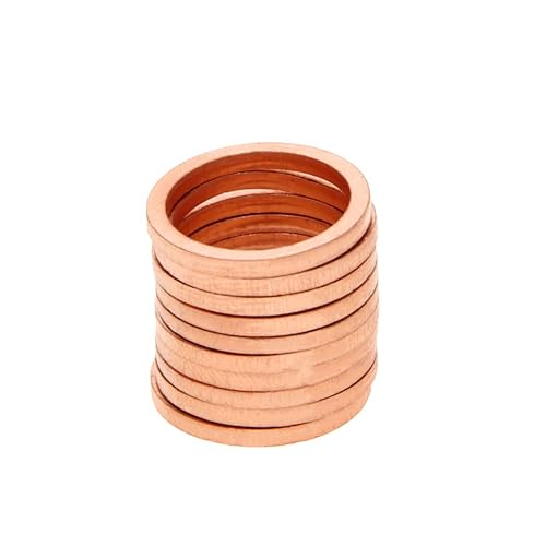 Miniatura 8 de MroMax Arandelas de sellado planas de cobre M30 Junta de sello redondo métrico 1.18 pulgadas de diámetro interior x 1.5 pulgadas de diámetro