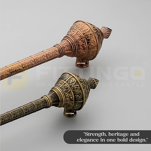 Image of Royal Gada Door Handle for Main Door /29 Inch Traditional Main Door Handle /Pull Push Handle for Home /Office /Hotels Doors - (Hole to Hole 600mm, Pack of 1) - PVD Rose Gold - 3 Years Warranty
