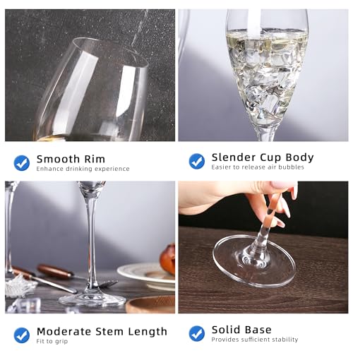Yibez L68095 Champagne Flutes, Set Of 4 Crystal Champagne Glasses thumb #2