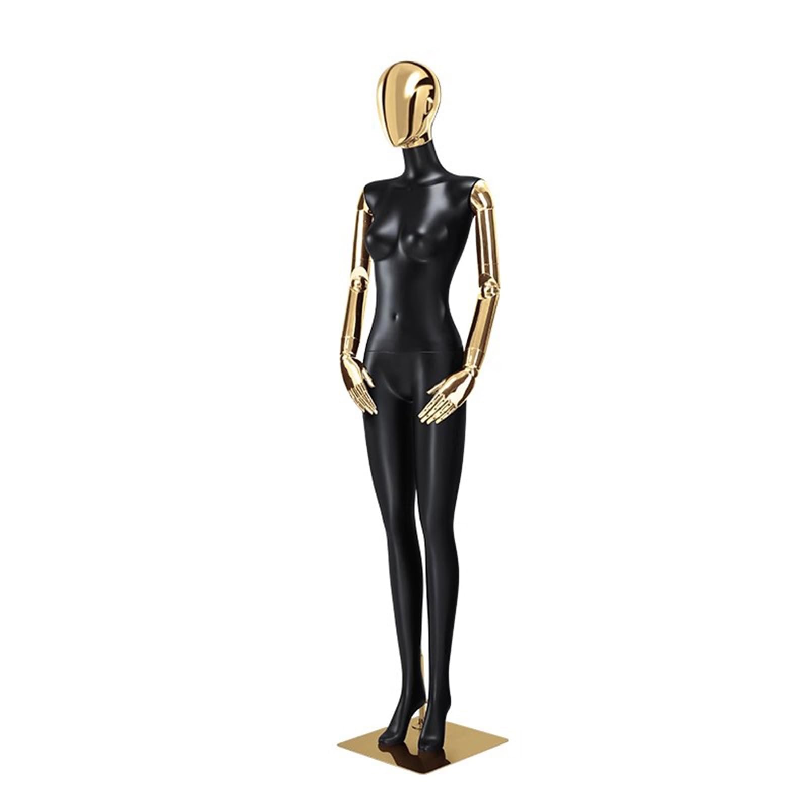 Schaufensterpuppe Sexy Schaufensterpuppen für den Einzelhandel mit weiblichem Körper und galvanisierten Armen, posierende menschliche Puppe, 72,83 Zoll hohes Kleiderständer(Gold)