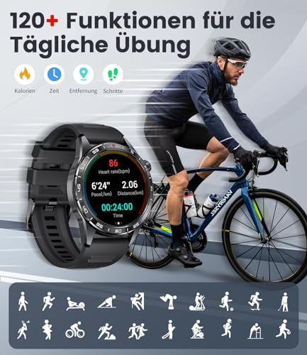 LIGE Smartwatch Herren mit 400mAh Lange Akkulaufzeit für Android iOS,1.43'' Amoled Display,110+ Sportmodi,Bluetooth-Anrufe,IP68 Wasserdicht Fitnessuhr mit Herzfrequenz, SpO2, Schlafmonitor,3 Armbänder – Bild 6