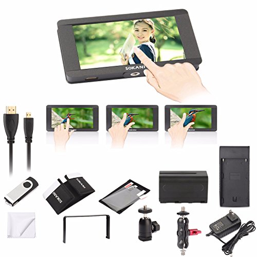 Sokani On-Camera LCD Field Camera Video Monitor 5 inch 4K Signal Support Touch Screen 1920 x 1080 HDMI for Sony Panasonic Canon Nikon Fujifilm Gimbal DJI Ronin Zhiyun Crane 2 v2 Feiyu a2000 Moza Air