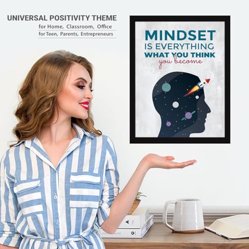 Image of Chaka Chaundh - - MINDSET IS EVERYTHING WHAT YOU THINK you become Quotes Frames - Motivational Quotes Wall Frames for Office - (14 X 11 Inches)