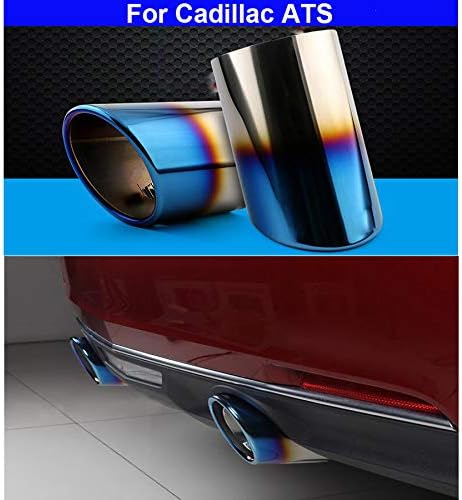 2pcs Blue Stainless Steel Exhaust Tail Rear Muffler Tip Tailpipe Trim compatible For Cadillac ATS 2013 2014 2015 2016 2017 2018 2019 2020 2021 2022 2023 2024 2025