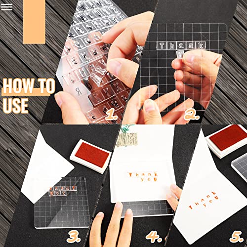 4 Pcs Cling Stamp Set Diy 1- 10 Rubber Stamps Transparent A To Z Letter Stamps Craft Alphabet Stamps Clear Decorative Clear Stamps With Acrylic Stamp Block For Scrapbooking Journaling Photo Album Card #TOP2