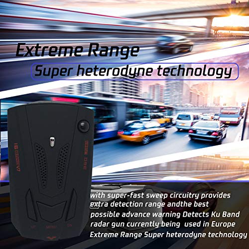 Radar Detector for Cars,Laser Rader Detectors, Voice Prompt Speed, Vehicle Speed Alarm System, Led Display, City/Highway Mode, Car 360 Degree Automatic Detection (Black) - Thumbnail 5