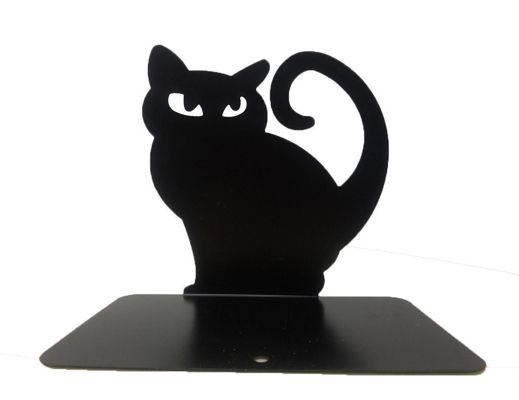 Set di 2 reggilibri decorativi a forma di gatto in metallo Nero