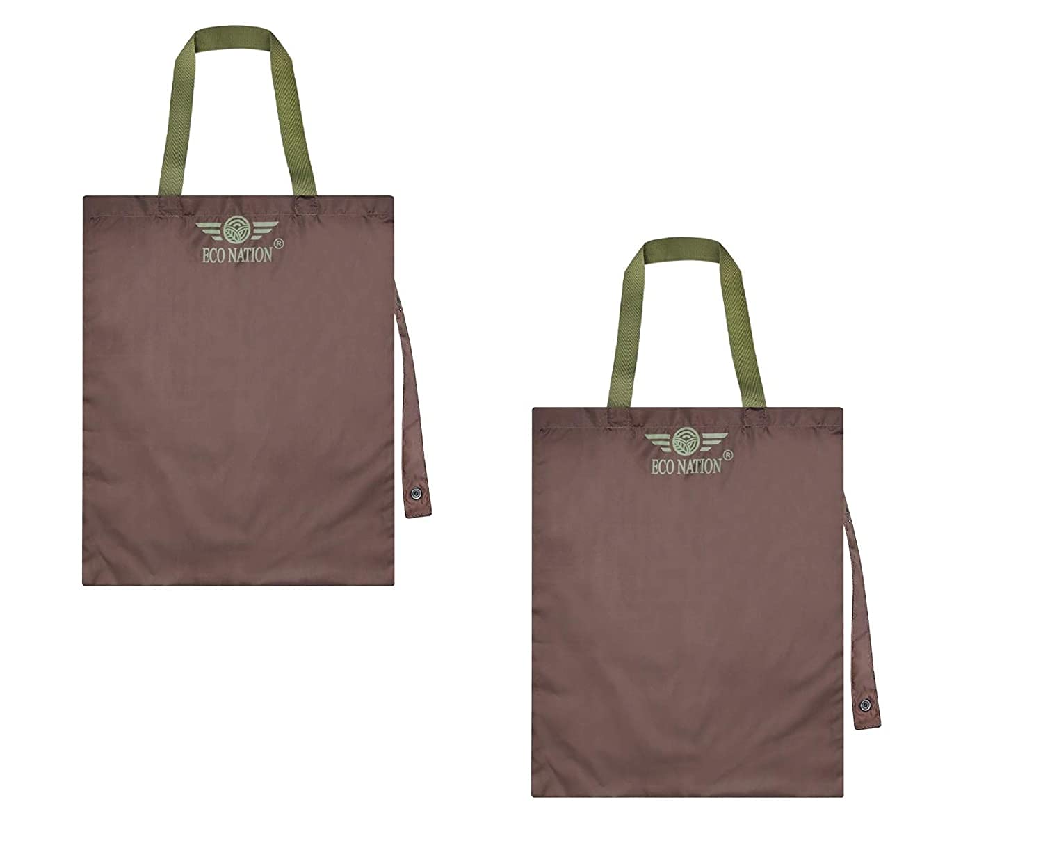 Eco NationPolyester Reusable Foldable Shopping Tote Bag For Grocery Vegetables & Fruits Fits in Pocket | Brown