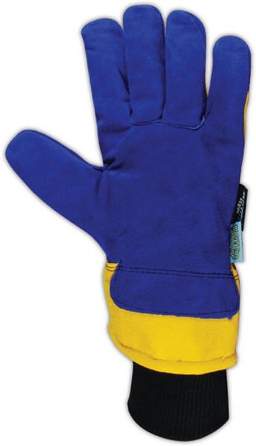Honeywell North by Honeywell 70/6465NK North Polar 706465NK Insulated Split Leather Palm Gloves, Leather, Men's (Fits Large), Blue/Yellow