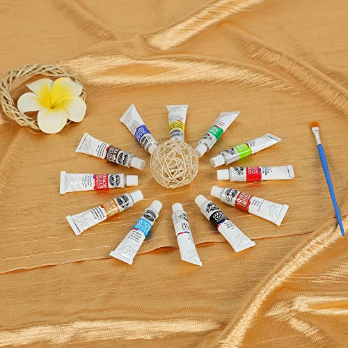 Image of 12 x 6ml Gouache Paint Set with 1 Free Paint Brush - 12 Acid-Free, Non-Toxic Multicolored Artists' Gouache Colors for Mixed Media Painting (6ml, 0.2oz)