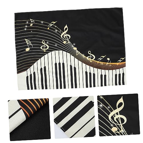 Nappe imprimée notes de musique lavable en coton lin pour table de fête - 7