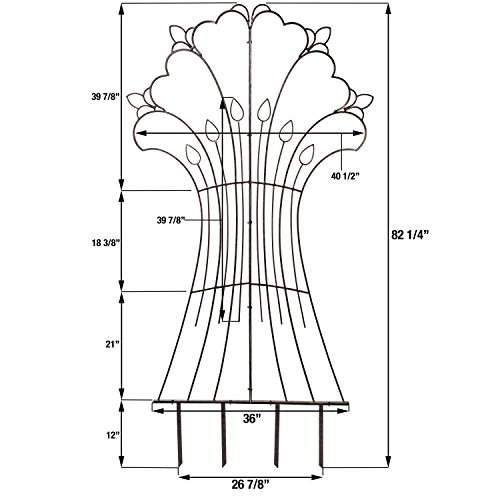 H Potter Garden Harvest Wrought Iron Trellis for Climbing Plants Weather Resistant Large Yard Art Wedding Outdoor Decor - Thumbnail 2