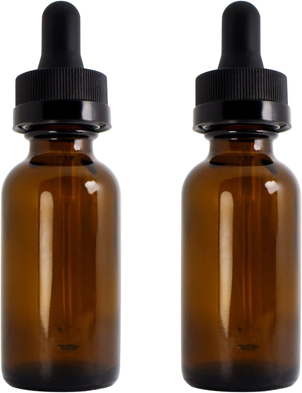WeePro 30ml Amber Glass Dropper Bottle, 1oz Boston Round Bottle with Glass Eye Dropper for Essential Oils Sample Cosmetic Perfume Traveling, Pack of 2