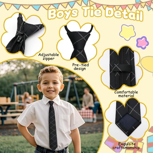 Pre-tied Ties for Boys Kids, Adjustable Boys Tie Zipper Tie for Uniforms Wedding School Party Celebration Cosplay3