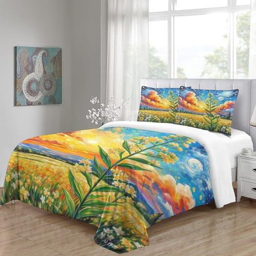 Housse de couette fermeture éclair cachée parure de lit chèvrefeuille 3D microfibre - 5