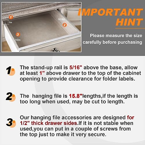 2 Pieces PVC Drawer Hanging File Rails Black File Rails for