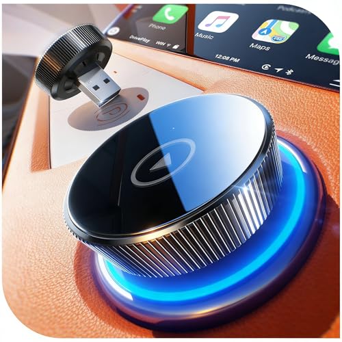 Cleviton für Apple Carplay Wireless Adapter, 2.Generation, Auto-Verbindung, Keine Latenz, Plug&Play, Mini Wireless Car Play Adapter, Kabellos Dongle für GPS-Geräte mit Navigation, Matt-Schwarz