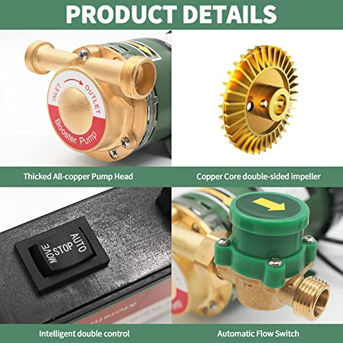 Kolerflo KF301 120W Water Pressure Booster Pump 115Vac,396 Gph,21.7 Psi Household Automatic Home Booster Pump thumb #3