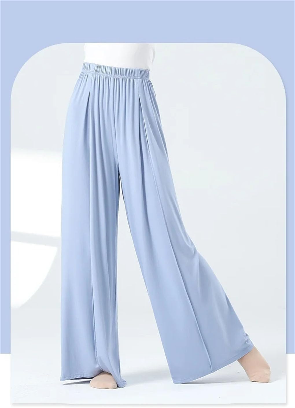 Womens Pants High Waist Solid Color Loose Fit Straight Wide Leg Dance Pants