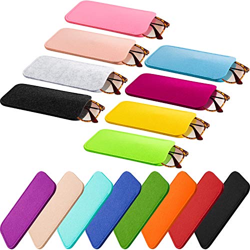 16 Pieces Felt Slip In Eyeglass Cases Soft Pouch Reading Sunglasses Storage Case Multi-Color Eyeglass Felt Pouch Case #TOP19