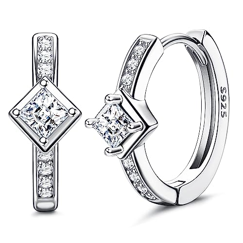 JeryWe ピアス メンズ フープピアス 両耳用 ジルコン ピアス リング レディース 人気 シルバー925 金属アレルギー対応 男女兼用 シンプル フープピアス つけっぱなし シルバー 黒 13mm プレゼント b