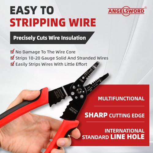 ANGELSWORD 8 inch Wire Stripper, Cable Stripper, Crimping Pliers, Wire Cutter, Wire Crimper, Multi-Function Hand Tool - Image 4