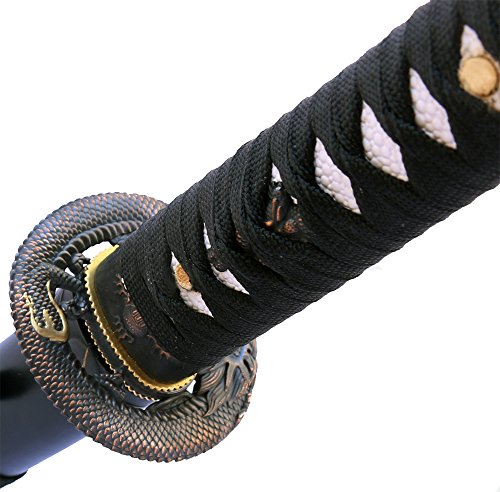 Vulcan Gear Traditional Japanese Handmade Sharp Katana Samurai Sword With Scabbard (Dragon Tsuba) #TOP4