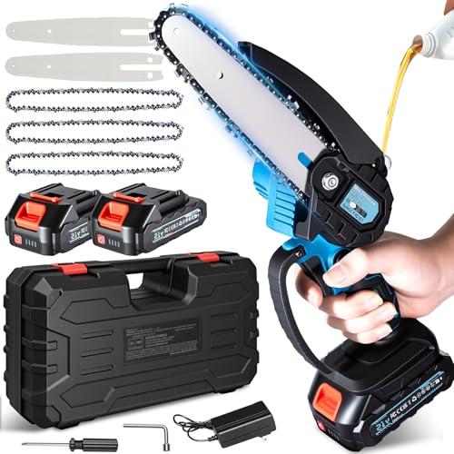 Olubfdh Mini Kettensäge mit Akku 4000mAh, 6 Zoll Mini...