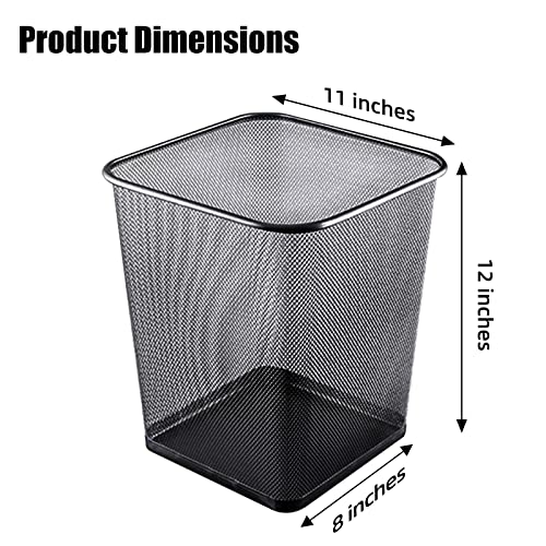 Image of 10-Pack Black Square Metal Trash Cans 6 Gallon,Mesh Office Trash Cans, Metal Wire Wastebaskets, Waste Basket Trash Can, Small Trash Can, Garbage Bin for Office, Home,School