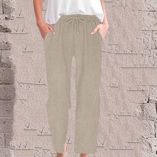 Corduroy Pants for Women High Waisted Straight Leg Pant Solid Color Casual Pants Trousers with Pockets2